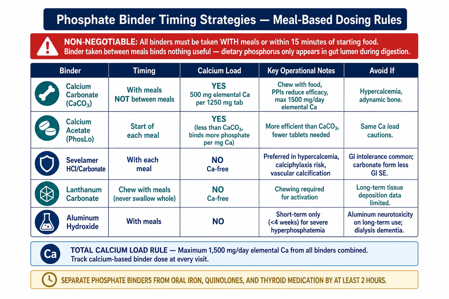 Phosphate binder timing strategy clinical algorithm